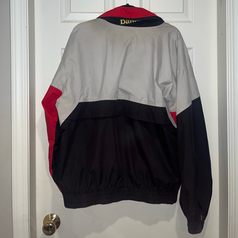Red grey and black vintage bomber jacket